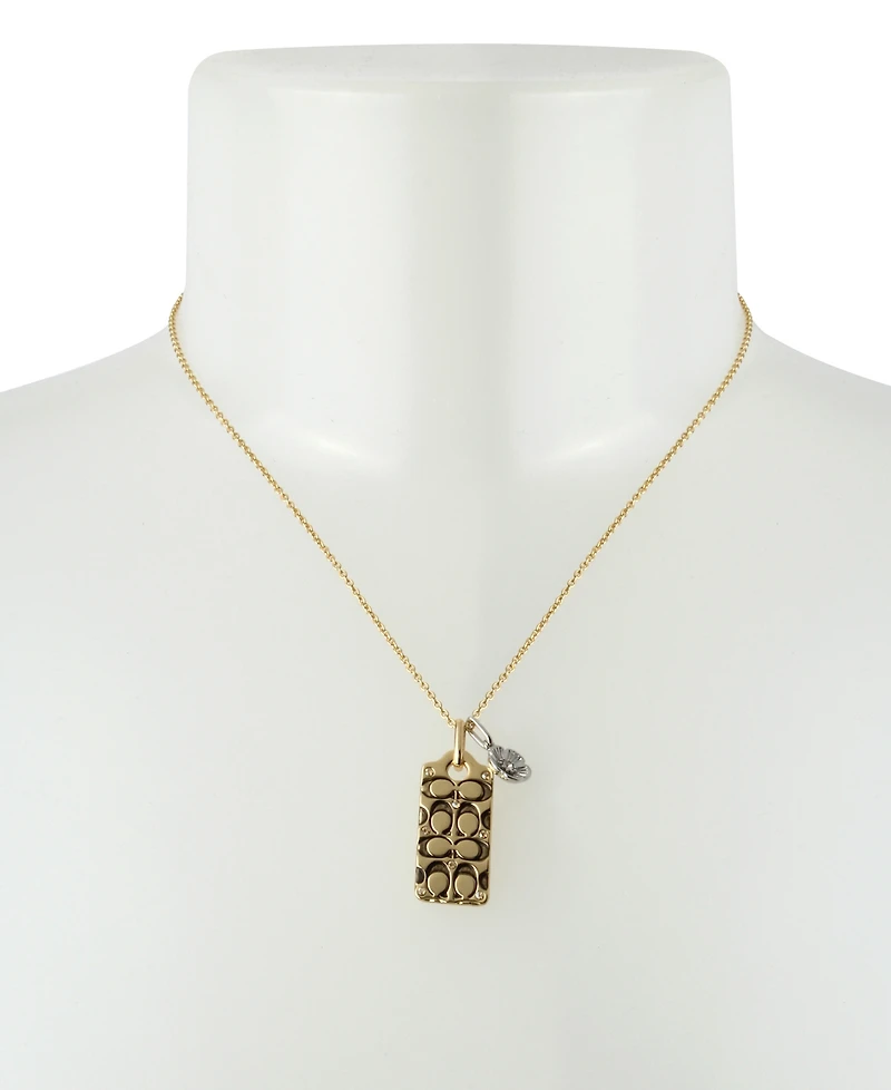 Coach Quilted C Tag Pendant Necklace