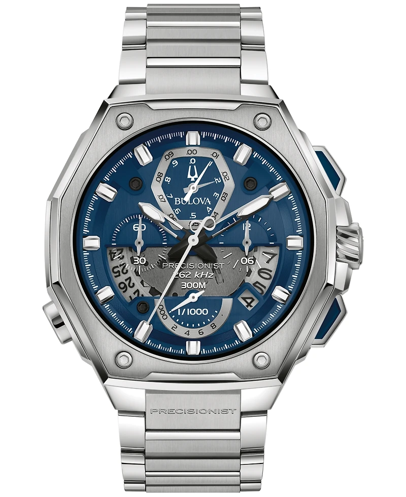 Bulova Men's Chronograph Precisionist X Stainless Steel Bracelet Watch 44.5mm