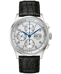 Bulova Men's Swiss Automatic Chronograph Joseph Bulova Black Leather Strap Watch 42mm