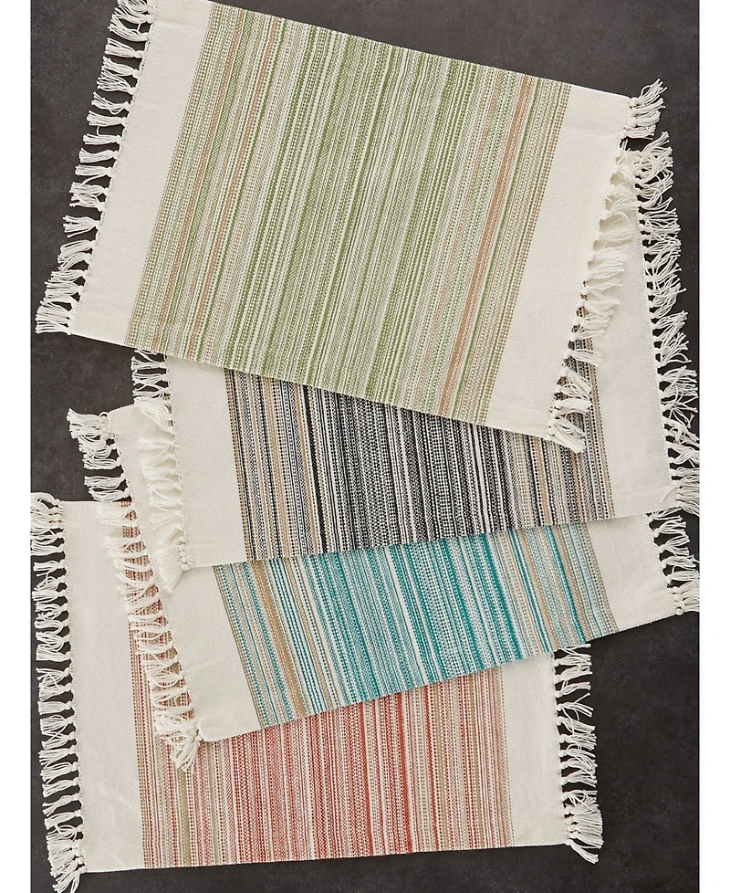 Design Imports Fringed Stripe Table Toppers, 13" x 20", Set of 6
