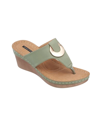 Gc Shoes Women's Genelle Thong Wedge Sandals