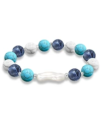 Genuine Stone Bead Biwa Pearl Stretch Bracelet