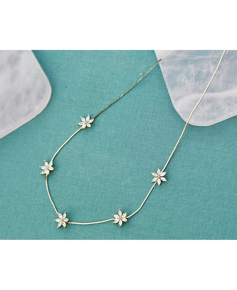 lonna & lilly Gold-Tone Crystal Flower Frontal Necklace, 16" + 3" extender
