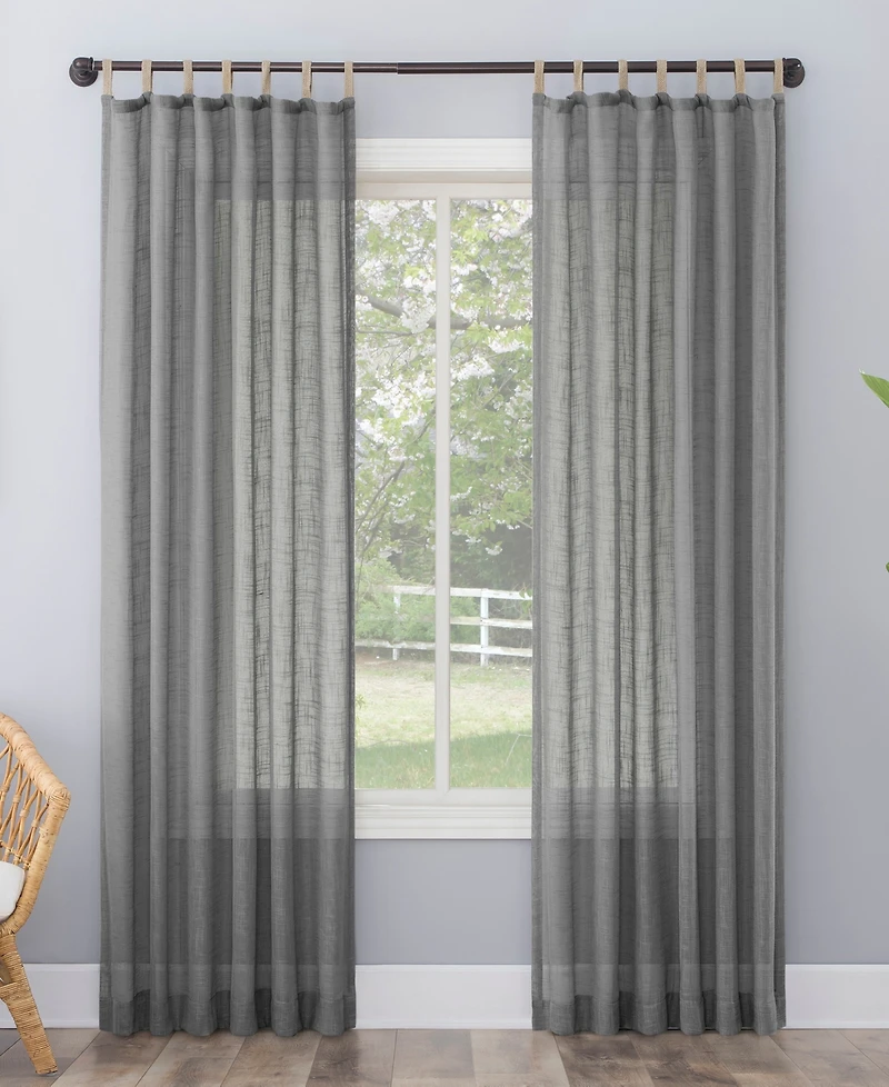 Ceri Linen Texture Jute Tabs Semi-Sheer Tab Top Curtain Panel