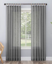 Ceri Linen Texture Jute Tabs Semi-Sheer Tab Top Curtain Panel
