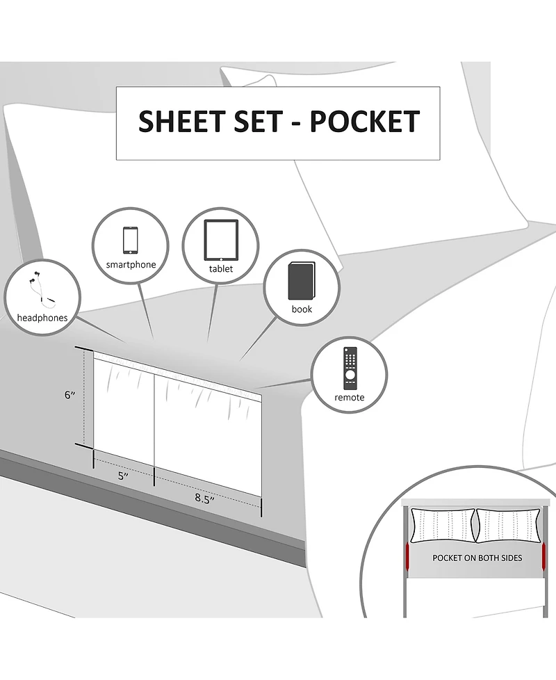 Intelligent Design Side Storage Pockets Microfiber 4-Pc. Sheet Set