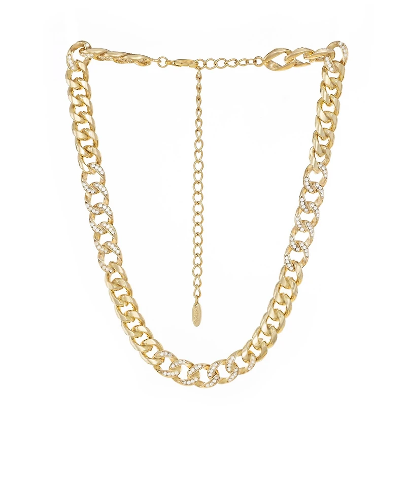 Ettika Bold and Gold Plated Crystal Link Chain Necklace