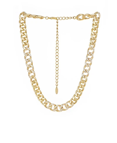Ettika Bold and Gold Plated Crystal Link Chain Necklace