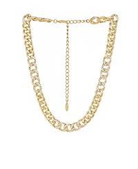Ettika Bold and Gold Plated Crystal Link Chain Necklace