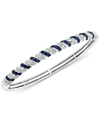 Effy Sapphire (1 ct. t.w.) & White Sapphire (1-3/4 ct. t.w.) Bangle Bracelet in Sterling Silver