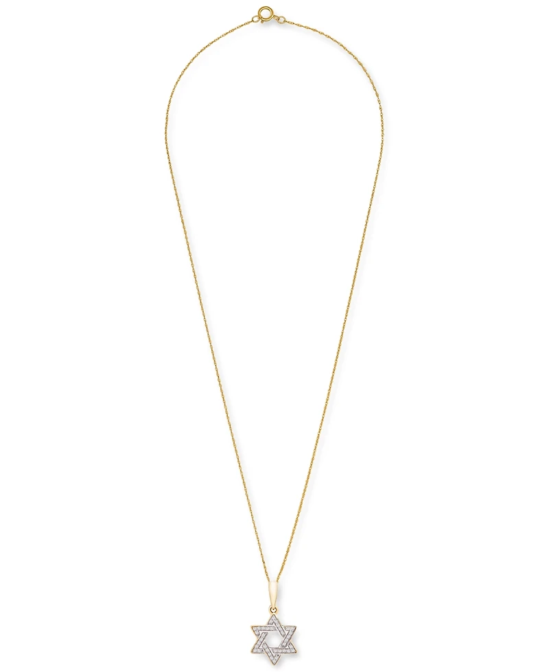 Wrapped Diamond Star of David 18" Pendant Necklace (1/10 ct. t.w.) in 10k White or Yellow Gold, Created for Macy's