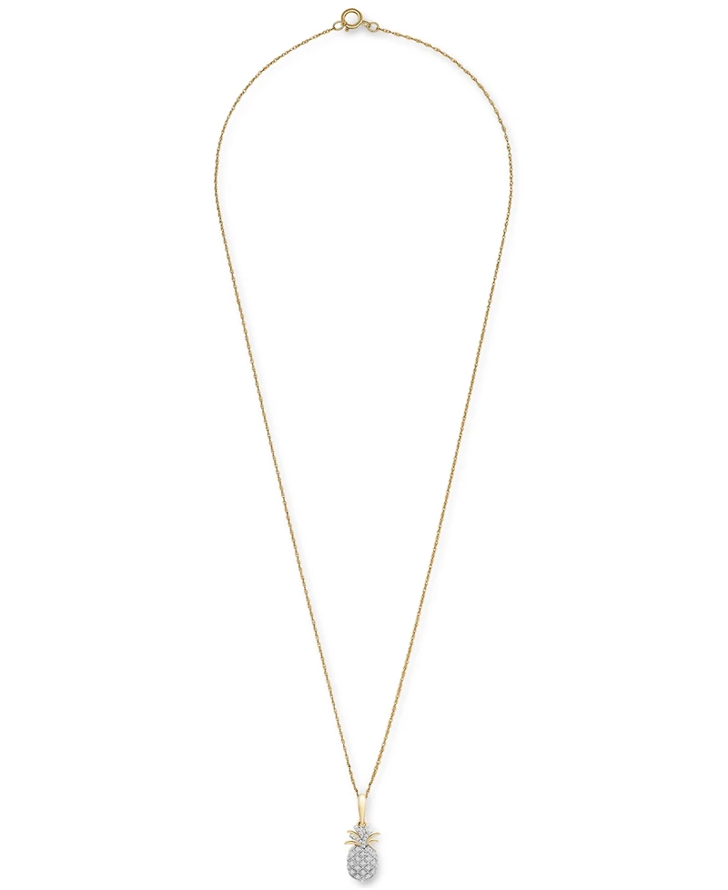 Wrapped Diamond Pineapple 18" Pendant Necklace (1/10 ct. t.w.) in 10k Gold