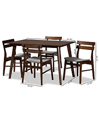 Eleri Mid-Century Modern Transitional Fabric Upholstered 5 Piece Dining Set