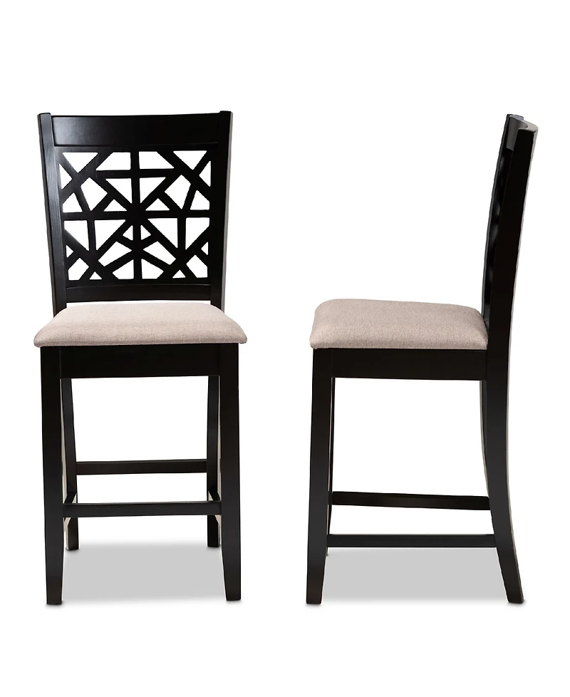 Devon Modern and Contemporary Fabric Upholstered 2 Piece Counter Height Pub Chair Set
