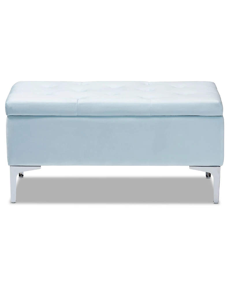 Mabel Modern and Contemporary Transitional Velvet Fabric Upholstered Storage Ottoman