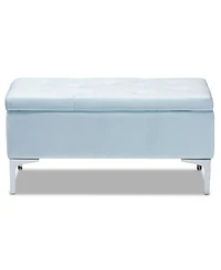 Mabel Modern and Contemporary Transitional Velvet Fabric Upholstered Storage Ottoman