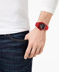 Guess Men's Red Silicone Strap Watch 43mm