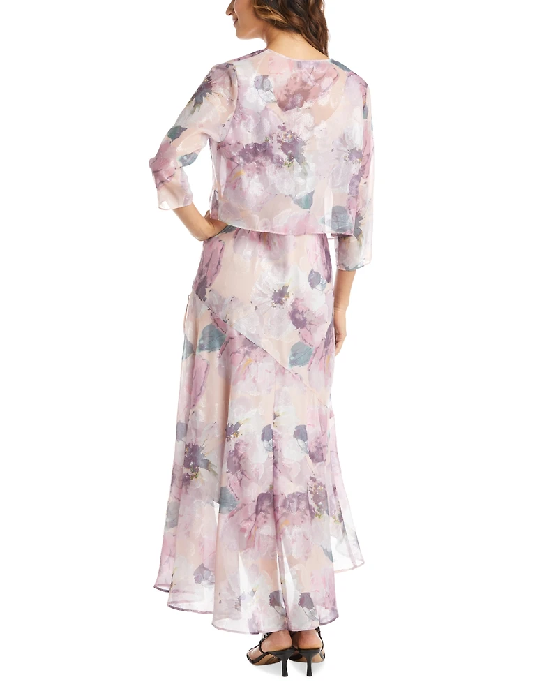 R & M Richards 2-Pc. Floral-Print Jacket Gown Set
