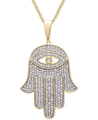 Men's Diamond Hamsa Hand 22" Pendant Necklace (1/4 ct. t.w.) 14k Gold-Plated Sterling Silver or