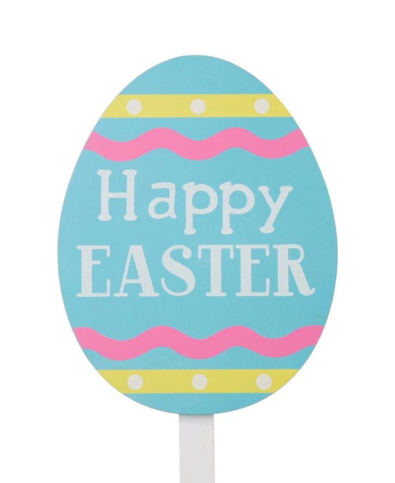 Glitzhome Set of 3 15"H Wooden Easter Egg Yard Stake