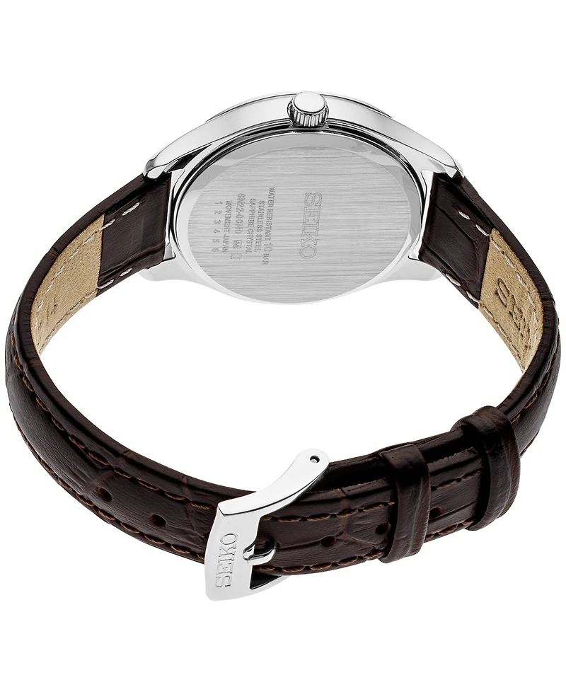 Seiko Women's Essential Brown Leather Strap Watch 30mm