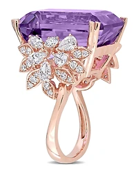 Amethyst (20 ct. t.w.) and Diamond (1-3/4 Multi-Shape Floral Ring 14k Rose Gold