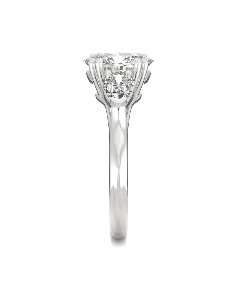 Moissanite Three Stone Engagement Ring 3 ct. t.w. Diamond Equivalent 14k White Gold