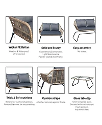 Lugano 2 Piece Patio Sofa and Table Seating Set with Cushions