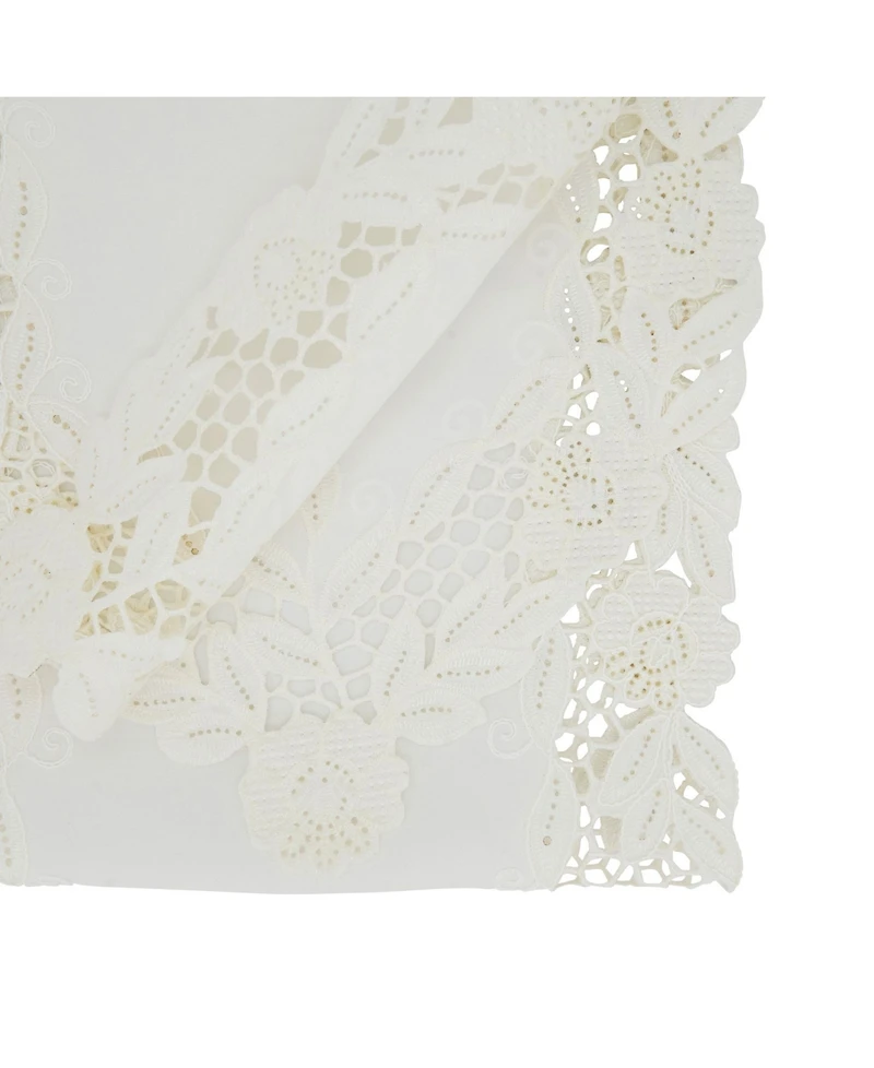 Saro Lifestyle Embroidered Table Runner with Floral Design, 68" x 16"