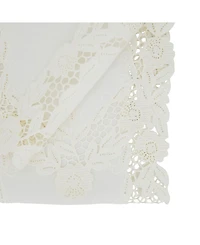 Saro Lifestyle Embroidered Table Runner with Floral Design, 68" x 16"