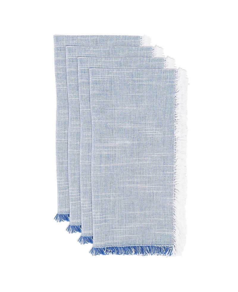 Saro Lifestyle Fringe Napkins with Two-Tone Design, Set of 4, 20" x
