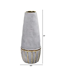 15" Regal Stone Decorative Vase with Gold-Tone Accents