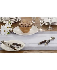 Saro Lifestyle Long Table Runner with Banded Border Design, 108" x 16"