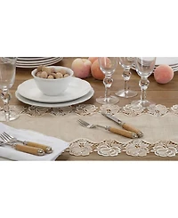 Saro Lifestyle Lace Table Runner with Rose Border Design, 72" x 16"