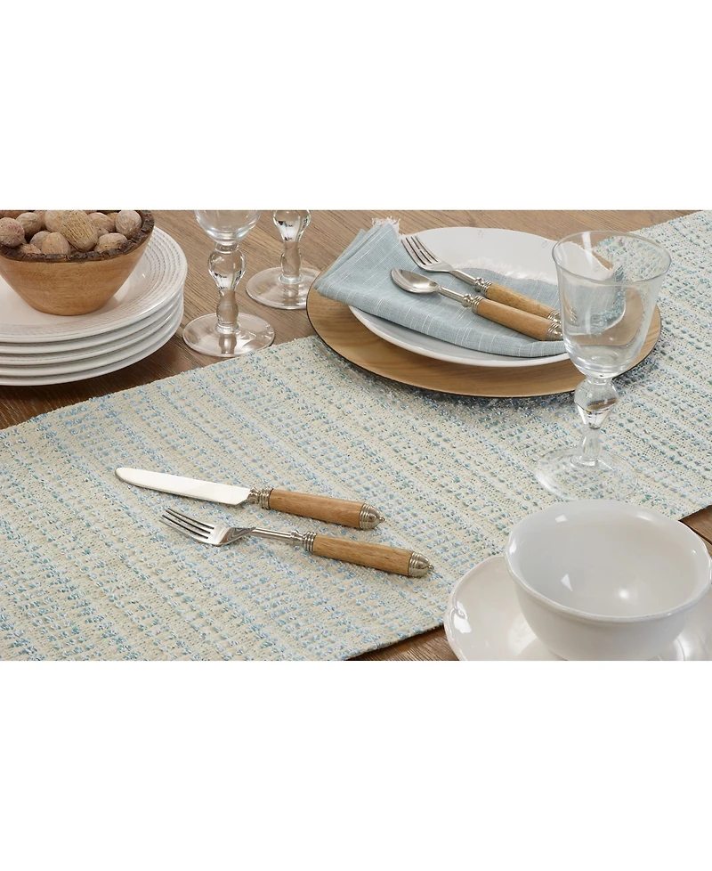 Saro Lifestyle Woven Table Runner with Line Design, 72" x 16"