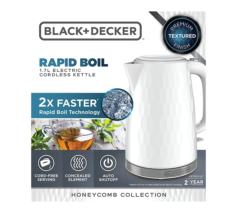 Black & Decker Honeycomb Collection 1.7-Liter Rapid Boil Electric Cordless Kettle