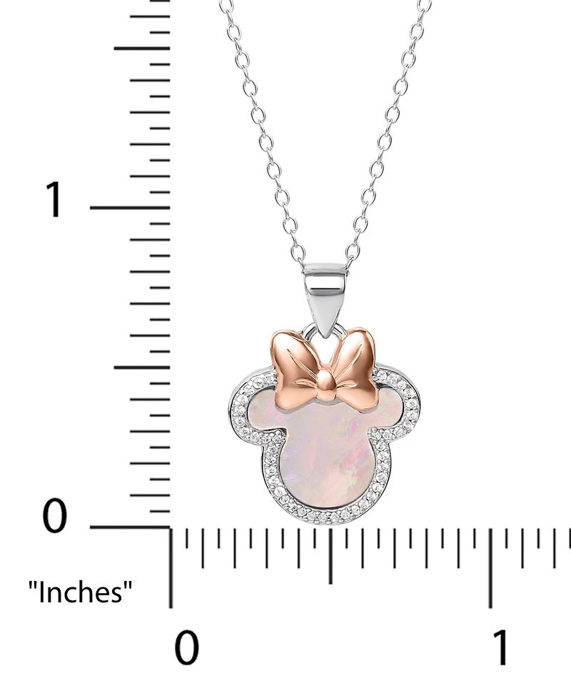 Disney Mother-of-Pearl & Cubic Zirconia Minnie Mouse 18" Pendant Necklace in Sterling Silver & 18k Rose Gold-Plate