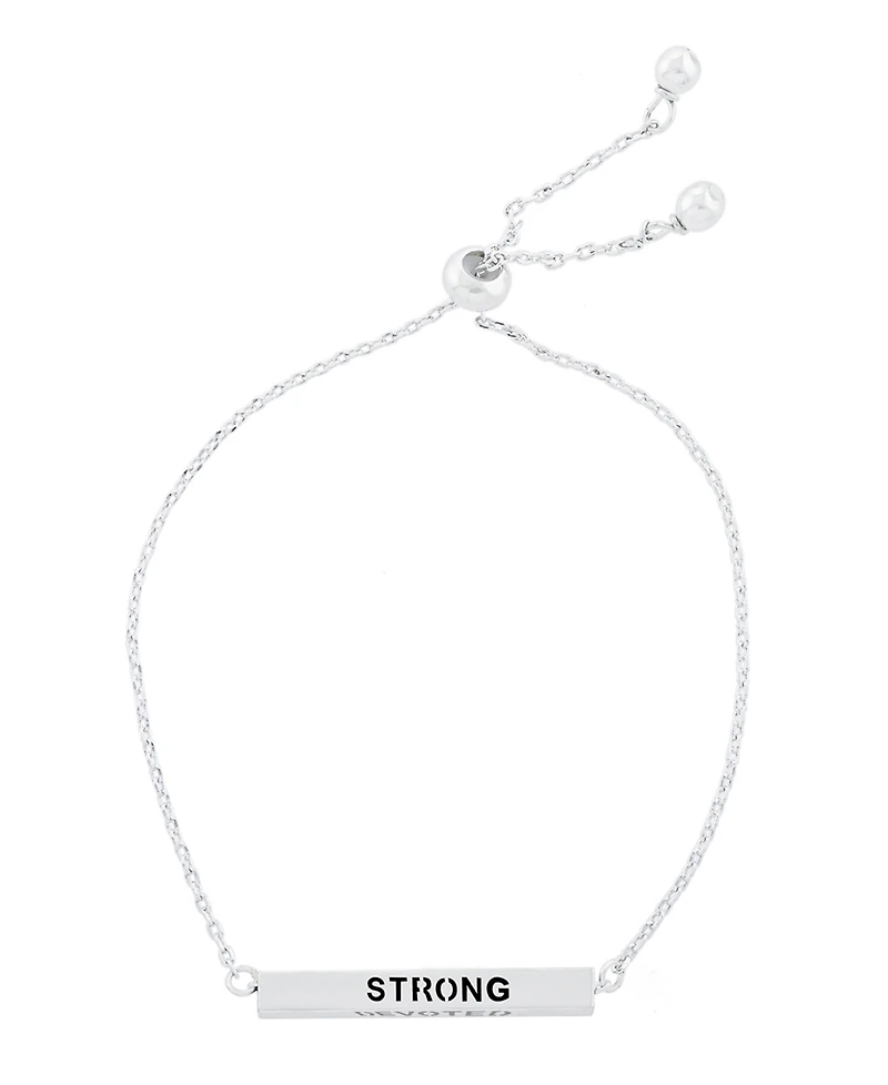 Inspirational Mother, Devoted, Loving and Strong 4 Sided Bar Adjustable Bracelet In Silver Plated