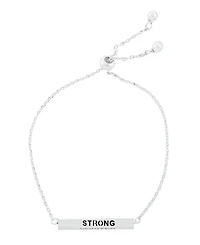Inspirational Mother, Devoted, Loving and Strong 4 Sided Bar Adjustable Bracelet In Silver Plated