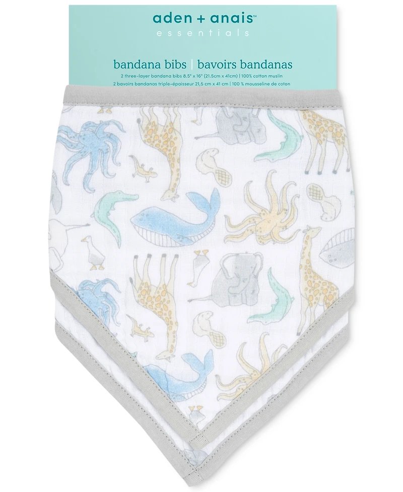 aden by aden + anais Baby Boys or Baby Girls Bandana Bibs, Pack of 2