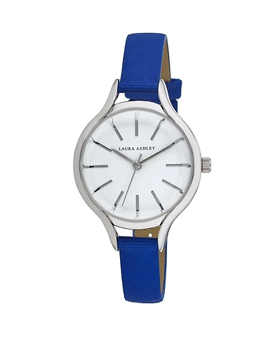 Laura Ashley Women's Blue Grosgrain Strap Watch 32mm