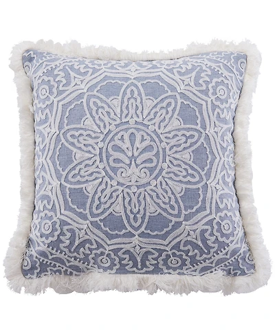 Levtex Bennett Fringe Embroidered Decorative Pillow, 18" x 18"