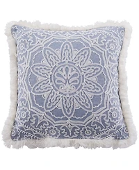 Levtex Bennett Fringe Embroidered Decorative Pillow, 18" x 18"