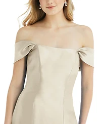 Alfred Sung Women's Off-the-Shoulder Bow-Back Satin Trumpet Gown