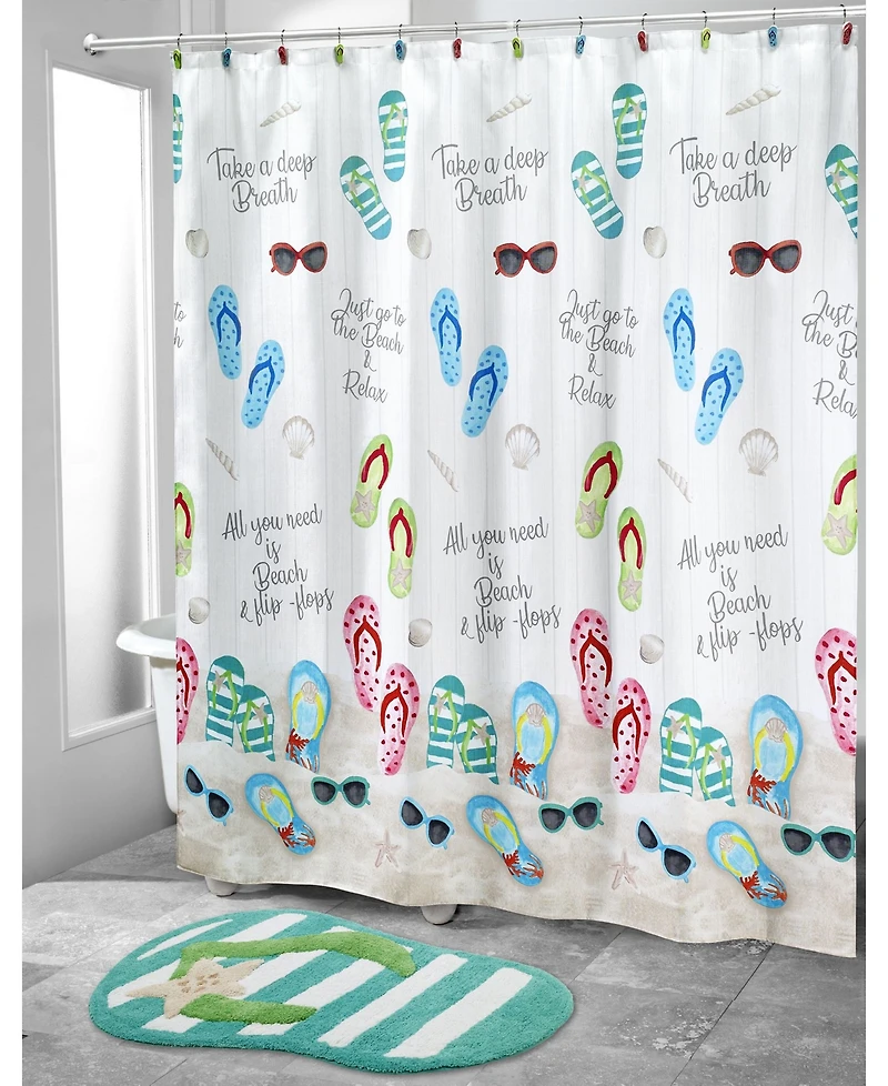 Avanti Beach Mode Flip-Flop Motif Resin Shower Curtain, 72" x 72"