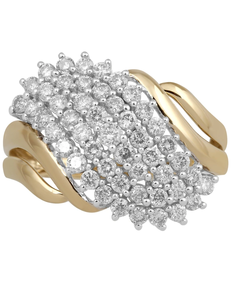 Diamond Diagonal Cluster Ring (1 ct. t.w.) in 10k Gold