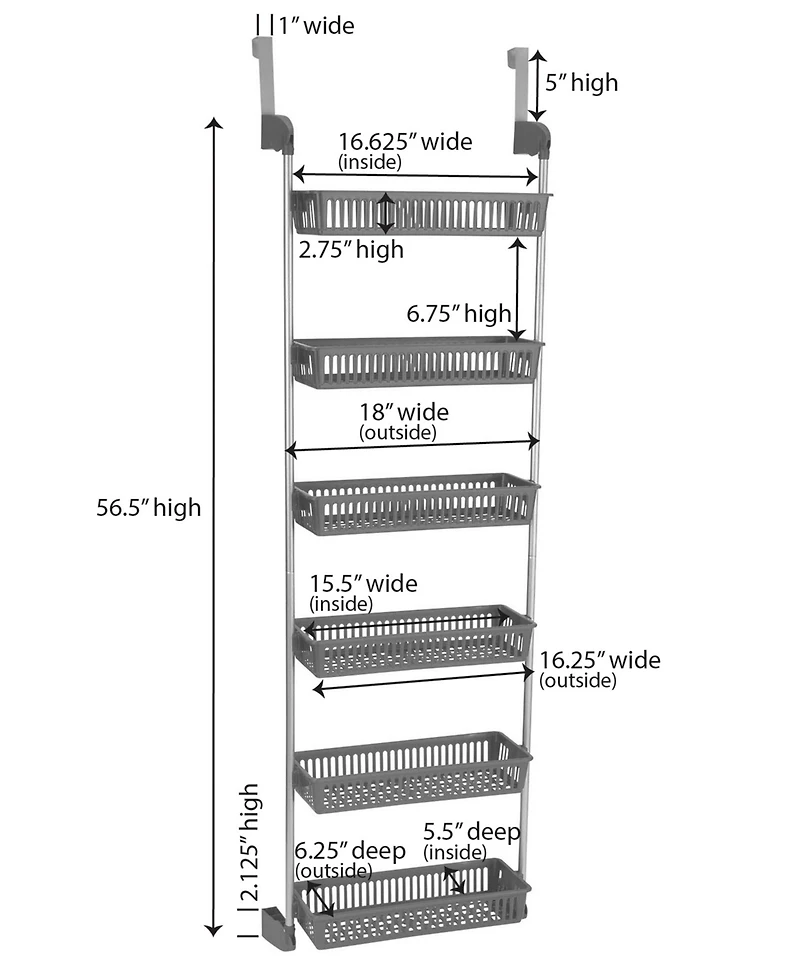 Household Essentials Over-the-Door 6-Shelf Storage Rack