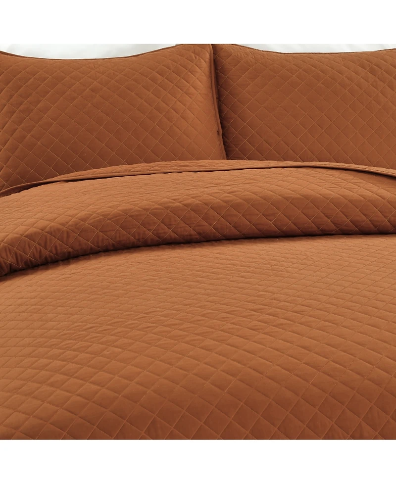 Lush Decor Ava Cotton 3 Piece Quilt Set, Full/Queen