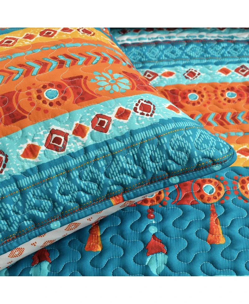 Lush Decor Boho Watercolor Border 3 Piece Quilt Set