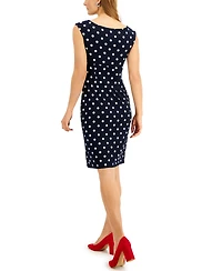 Connected Polka Dot Ruched Sheath Dress
